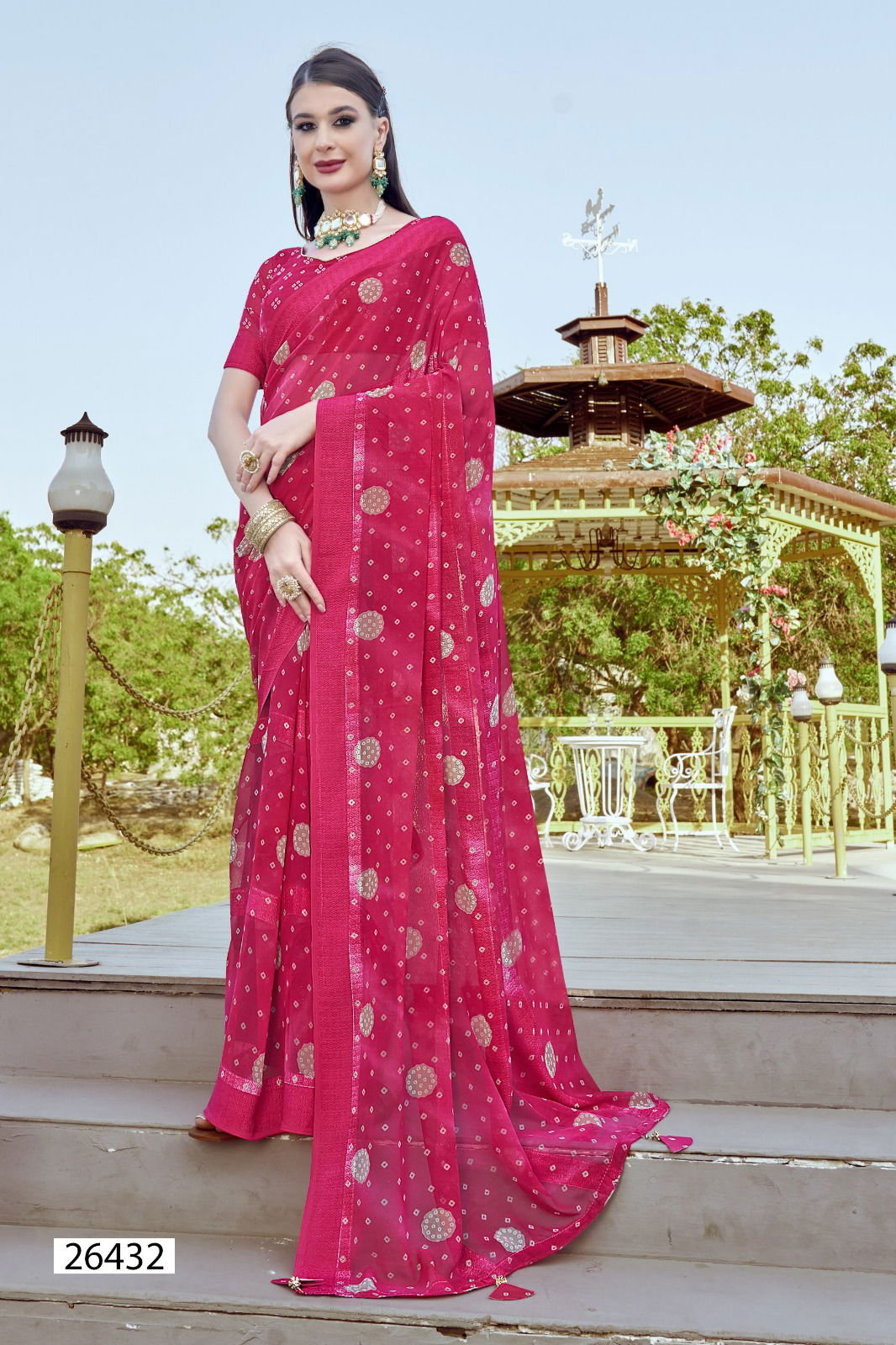 Rabia By Vallabhi Georgette Bandhani Printed Sarees Online Wholesale